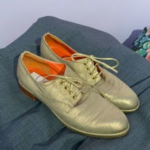 Via Spiga Ivette Metallic Gold Oxfords